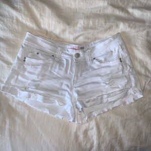 Distressed White Jeans Shorts